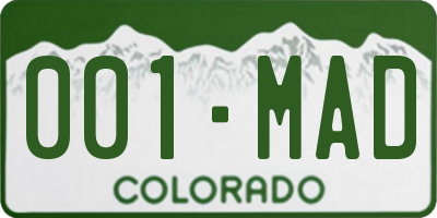 CO license plate 001MAD