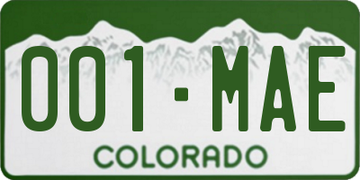 CO license plate 001MAE