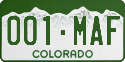 CO license plate 001MAF