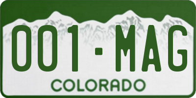 CO license plate 001MAG