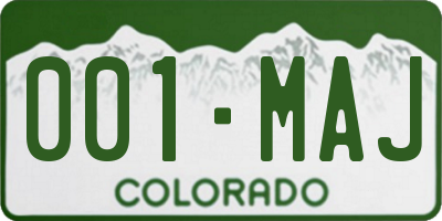 CO license plate 001MAJ