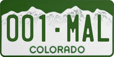 CO license plate 001MAL