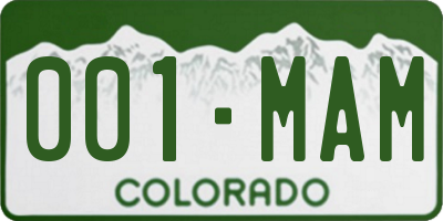 CO license plate 001MAM