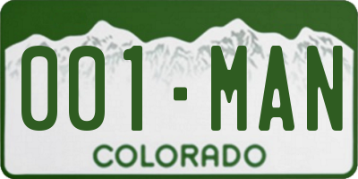 CO license plate 001MAN