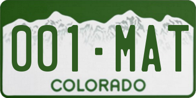 CO license plate 001MAT