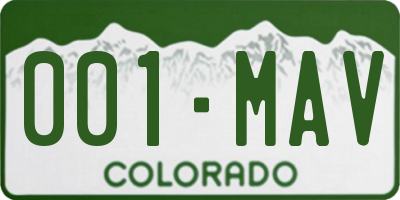 CO license plate 001MAV