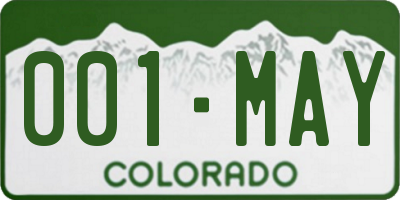 CO license plate 001MAY