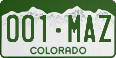 CO license plate 001MAZ