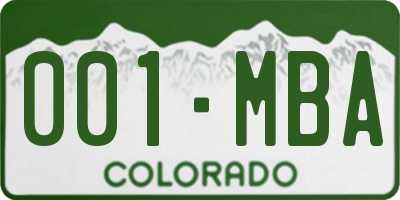 CO license plate 001MBA