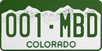 CO license plate 001MBD