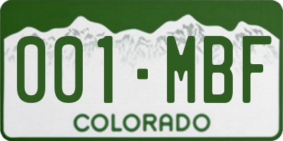 CO license plate 001MBF