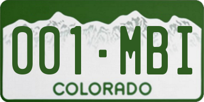 CO license plate 001MBI