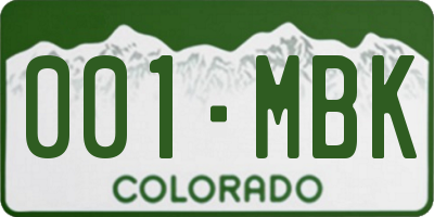 CO license plate 001MBK