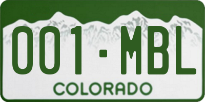 CO license plate 001MBL