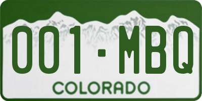 CO license plate 001MBQ