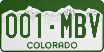 CO license plate 001MBV