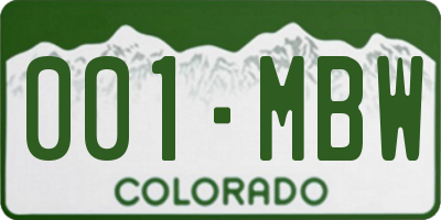 CO license plate 001MBW