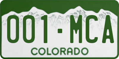 CO license plate 001MCA