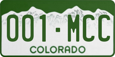 CO license plate 001MCC