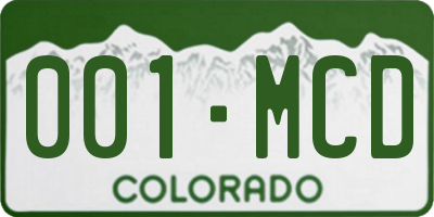 CO license plate 001MCD