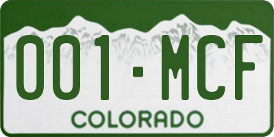 CO license plate 001MCF