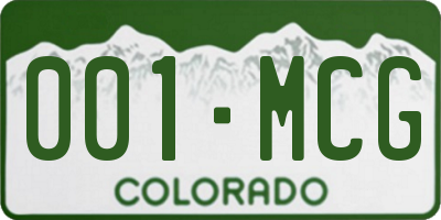 CO license plate 001MCG