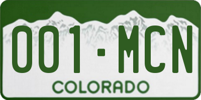 CO license plate 001MCN