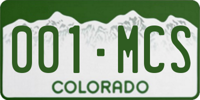 CO license plate 001MCS