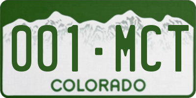 CO license plate 001MCT