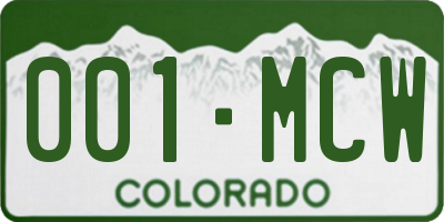 CO license plate 001MCW