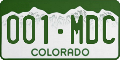 CO license plate 001MDC