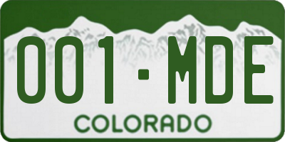 CO license plate 001MDE