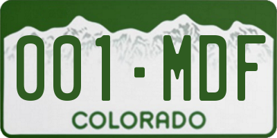 CO license plate 001MDF