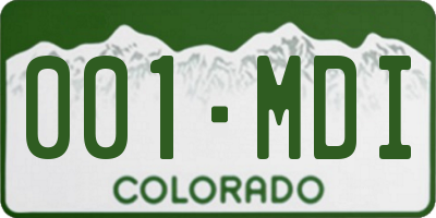 CO license plate 001MDI