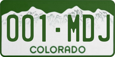 CO license plate 001MDJ