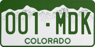 CO license plate 001MDK