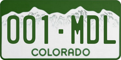 CO license plate 001MDL