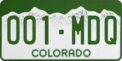 CO license plate 001MDQ