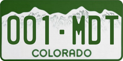 CO license plate 001MDT