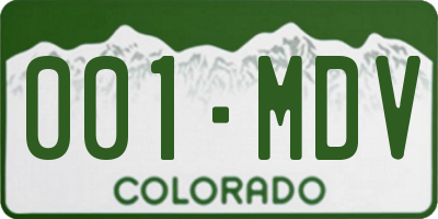 CO license plate 001MDV