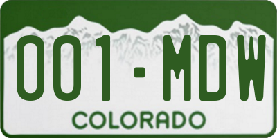 CO license plate 001MDW