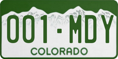 CO license plate 001MDY