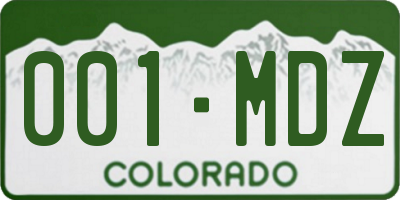 CO license plate 001MDZ