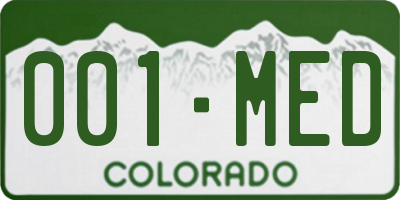 CO license plate 001MED