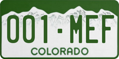 CO license plate 001MEF