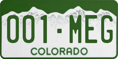 CO license plate 001MEG