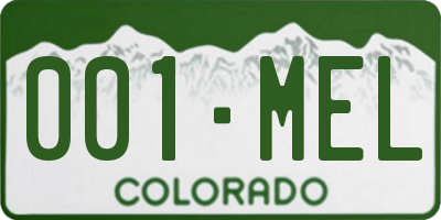 CO license plate 001MEL