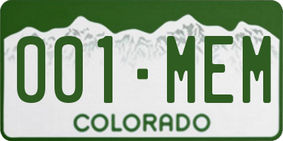 CO license plate 001MEM