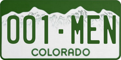 CO license plate 001MEN