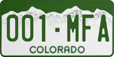 CO license plate 001MFA